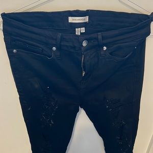 Good American distressed black skinny jeans. Good leg line. Size 8/29